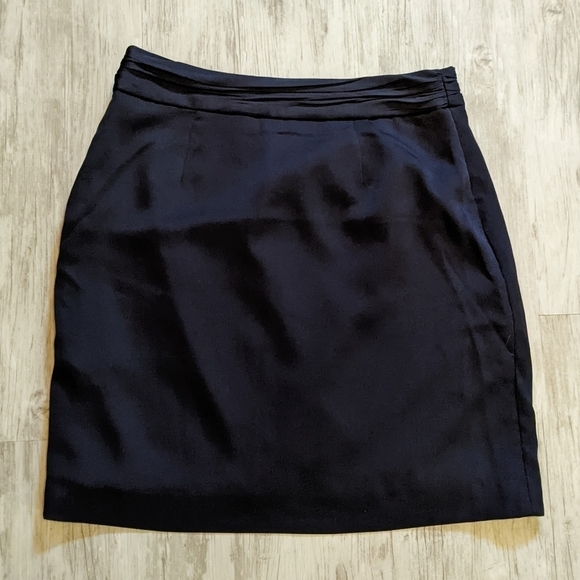 New Banana Republic Faux Wrap Layered Side-Zip Pencil Skirt in Navy Size 0 - Picture 3 of 7